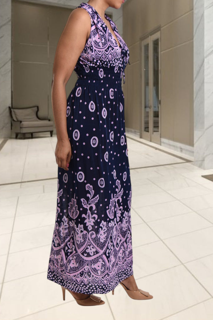 Lilac V Neck Maxi Dress - StylePhase SA