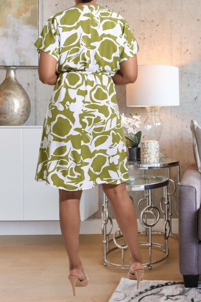 Lime Floral Tie Front Dress - StylePhase SA