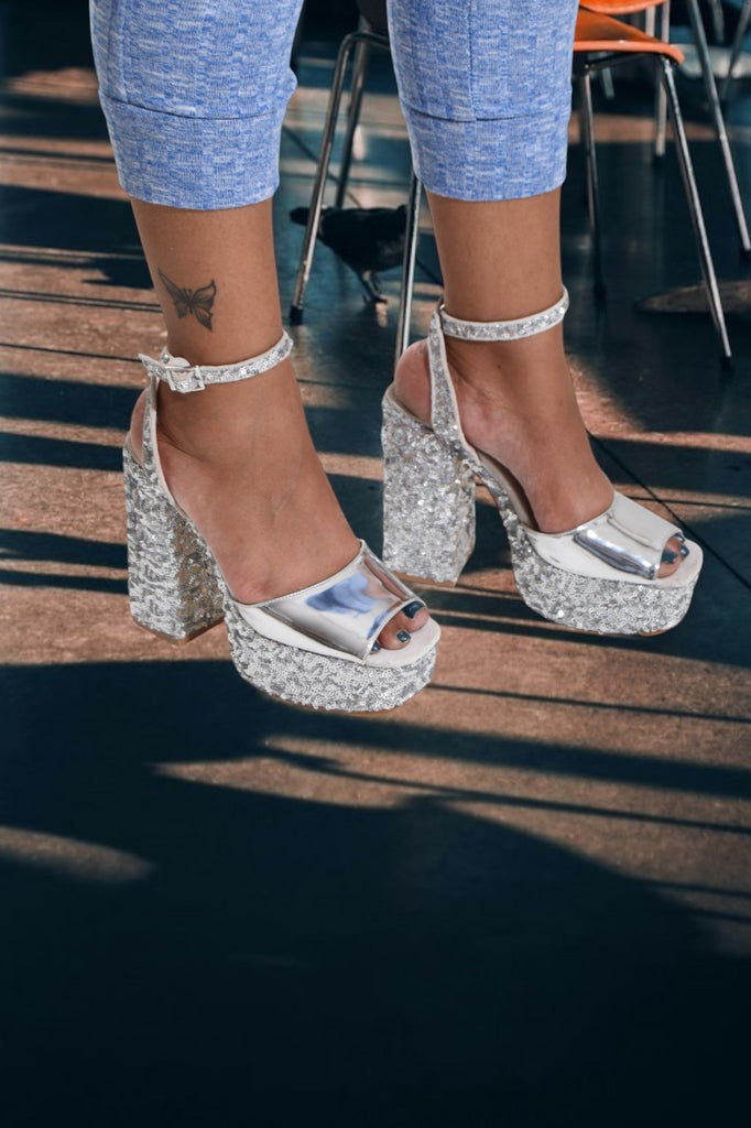 London Dena Silver Platform Heel - StylePhase SA