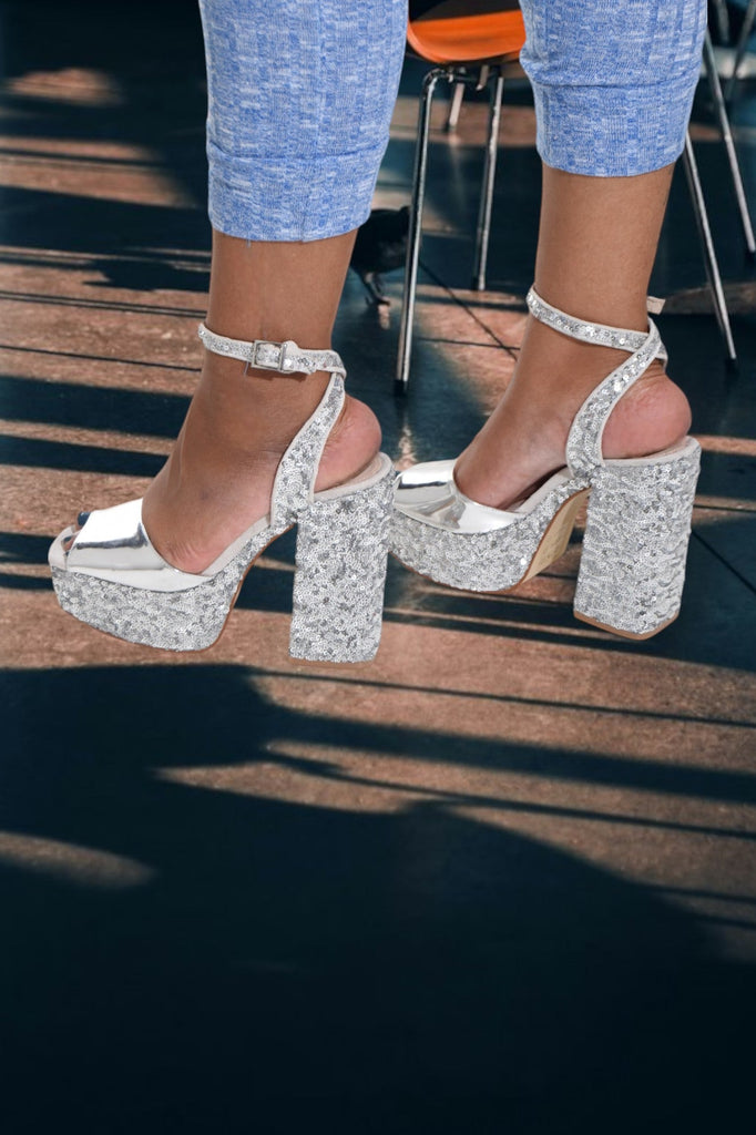 London Dena Silver Platform Heel - StylePhase SA