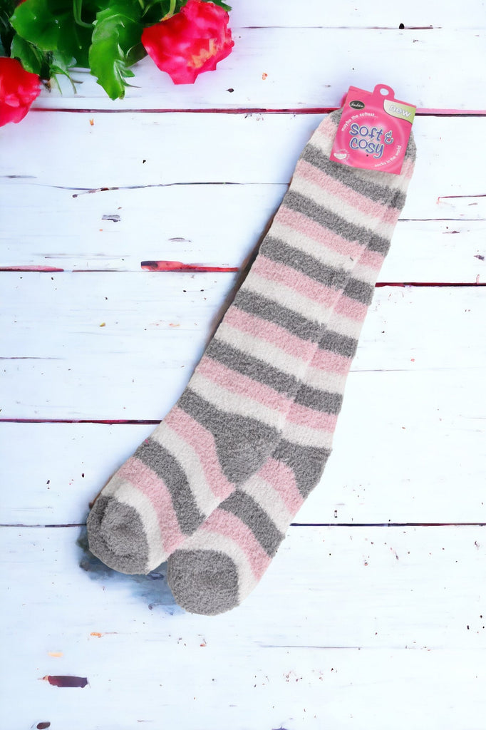 Long Fuzzy Stripe Socks - StylePhase SA