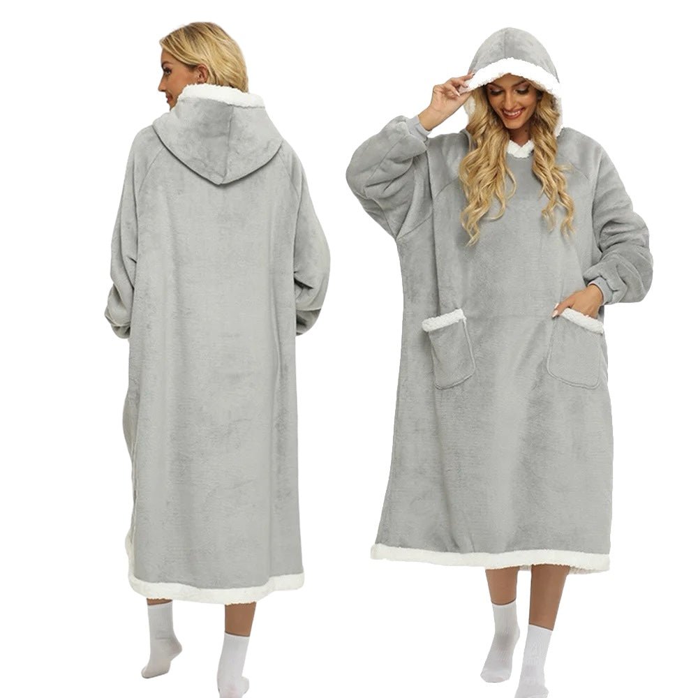 Long Oversized Plush Sherpa Blanket Hoodie - StylePhase SA