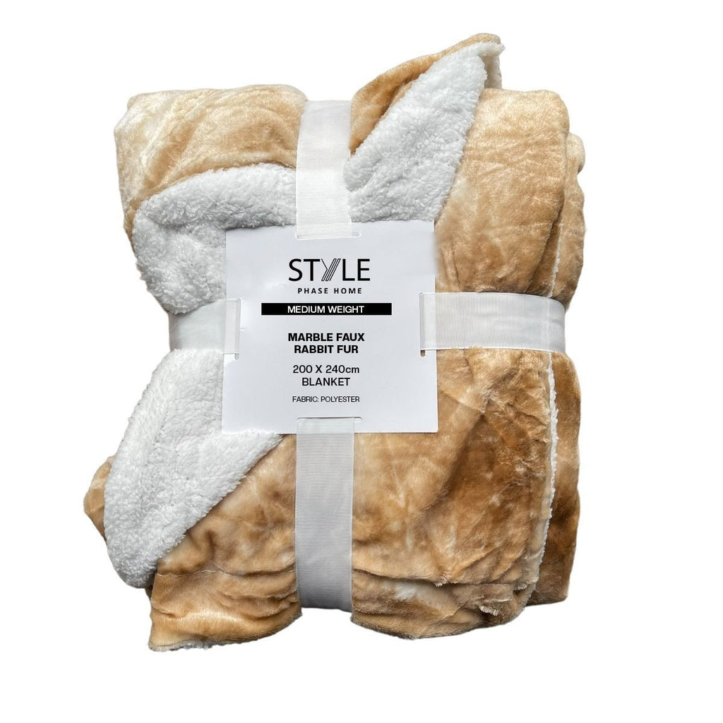 Marble Rabbit Fur King Blanket - 200 x 240 cm - StylePhase SA