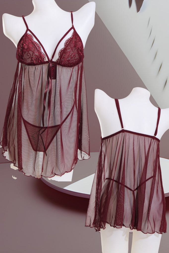 Maroon 2 Piece Lingerie Set - StylePhase SA