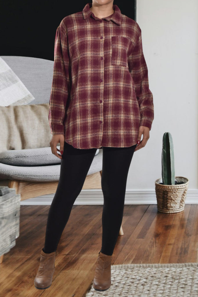 Maroon And Cream Flannel Shirt - StylePhase SA