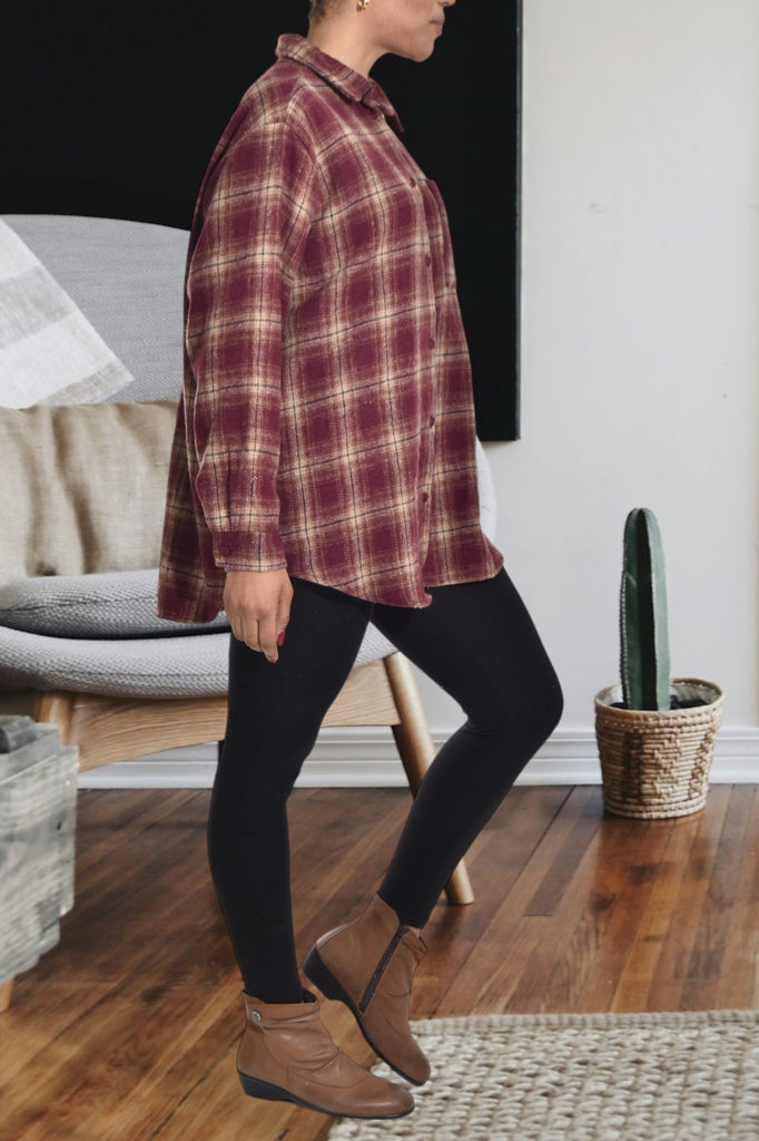 Maroon And Cream Flannel Shirt - StylePhase SA