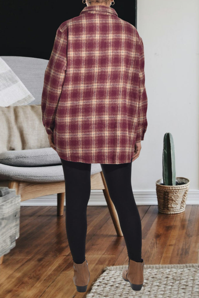 Maroon And Cream Flannel Shirt - StylePhase SA