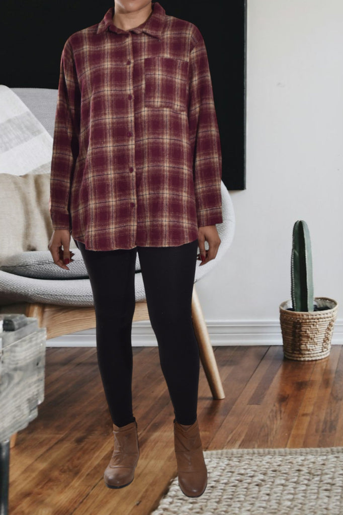 Maroon And Cream Flannel Shirt - StylePhase SA