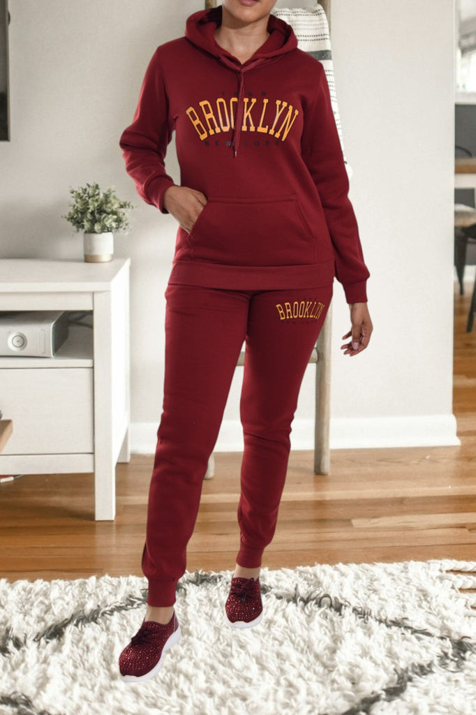 Maroon Brooklyn Fleece Tracksuit - StylePhase SA