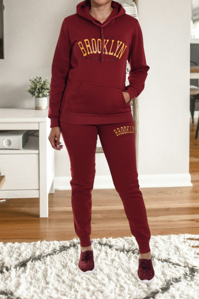 Maroon Brooklyn Fleece Tracksuit - StylePhase SA