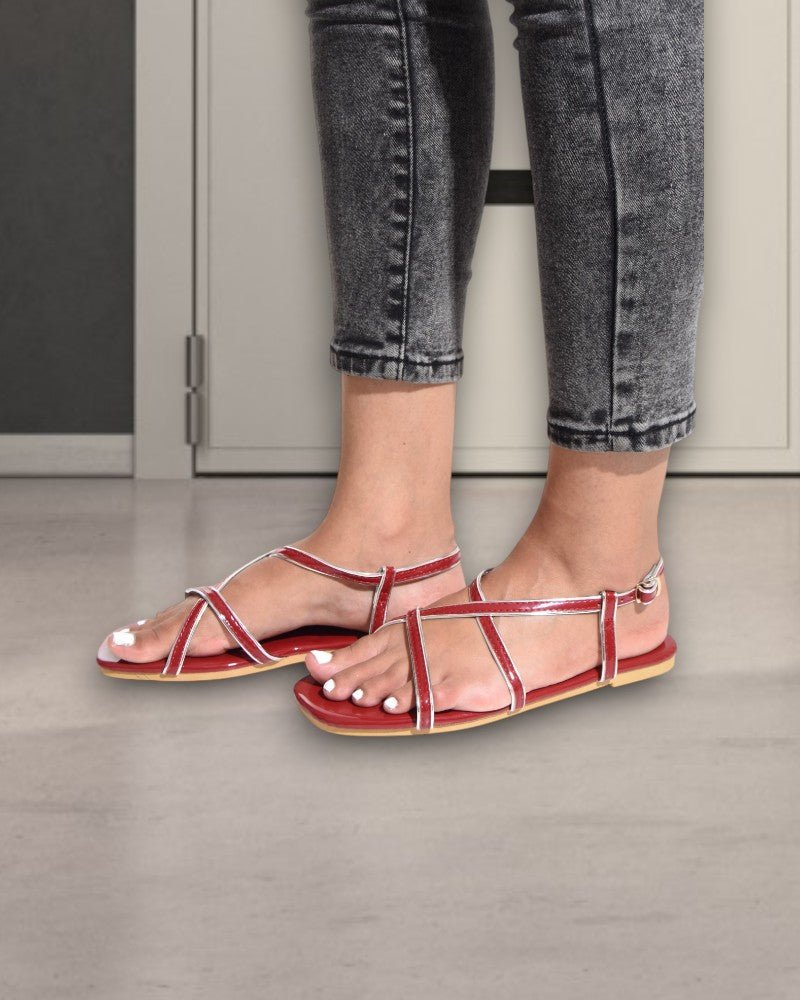 Maroon Criss Cross Sandal - StylePhase SA