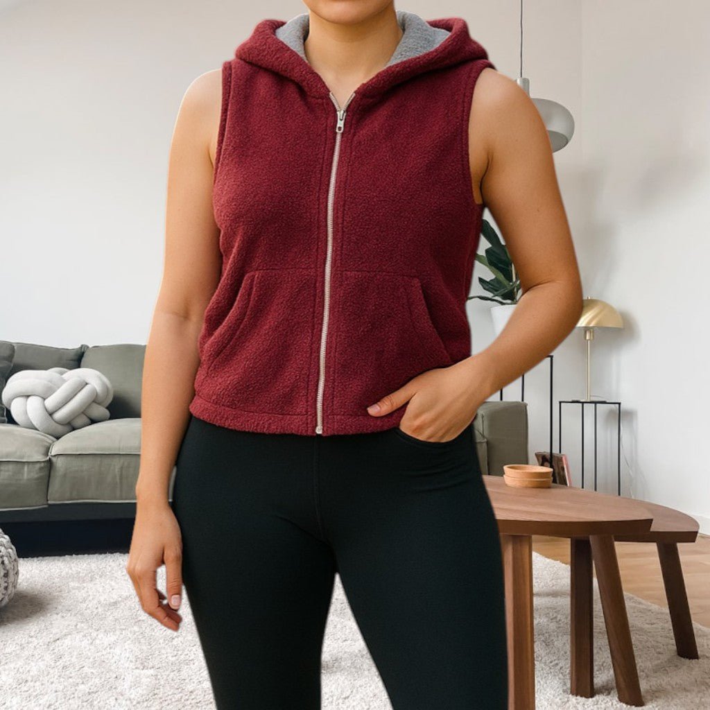 Maroon Crop Zip Jacket - StylePhase SA