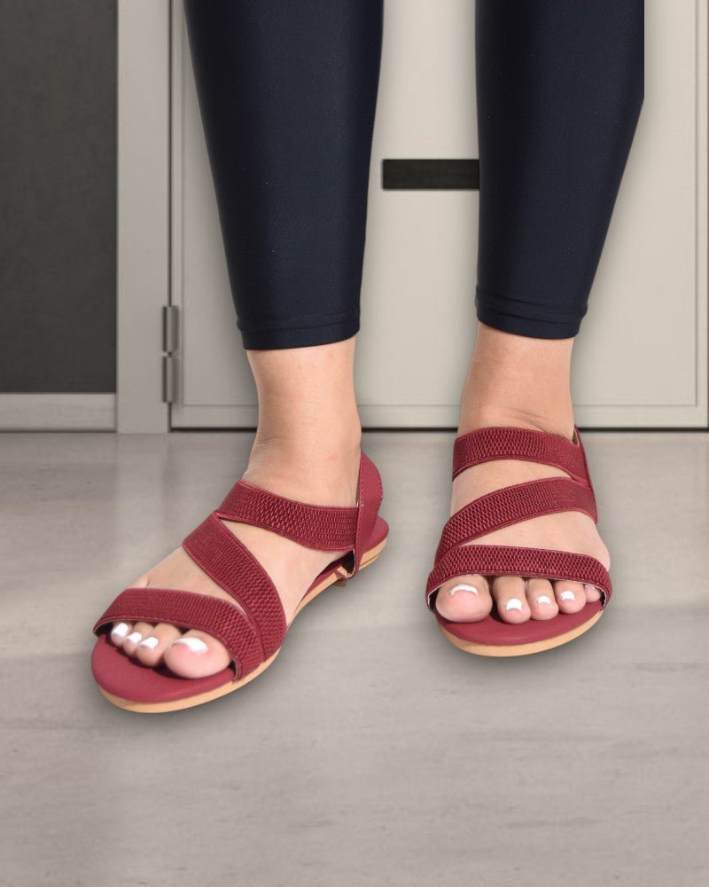 Maroon Cross Strap Elastic Sandal - StylePhase SA