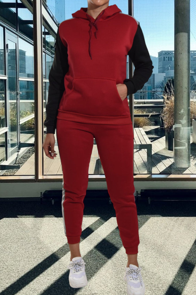 Maroon Fleece Tracksuit - StylePhase SA