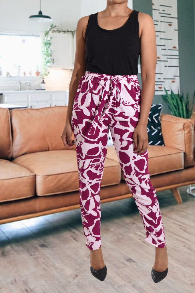 Maroon Floral Pocket Pants - StylePhase SA