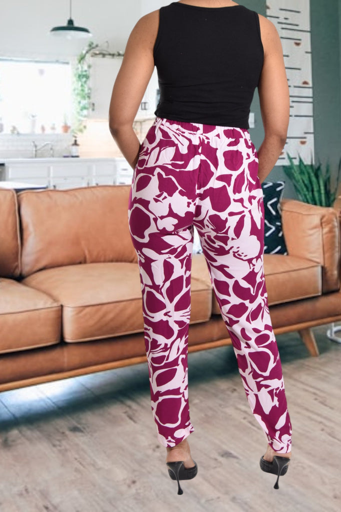 Maroon Floral Pocket Pants - StylePhase SA