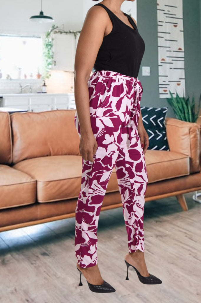 Maroon Floral Pocket Pants - StylePhase SA