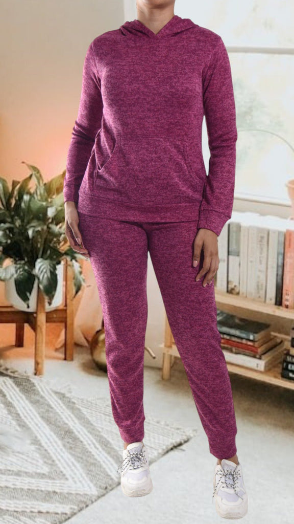 Maroon Kangaroo Pocket Tracksuit Set - StylePhase SA