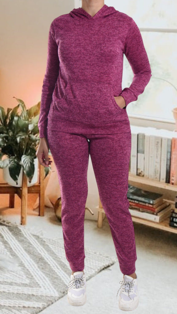 Maroon Kangaroo Pocket Tracksuit Set - StylePhase SA