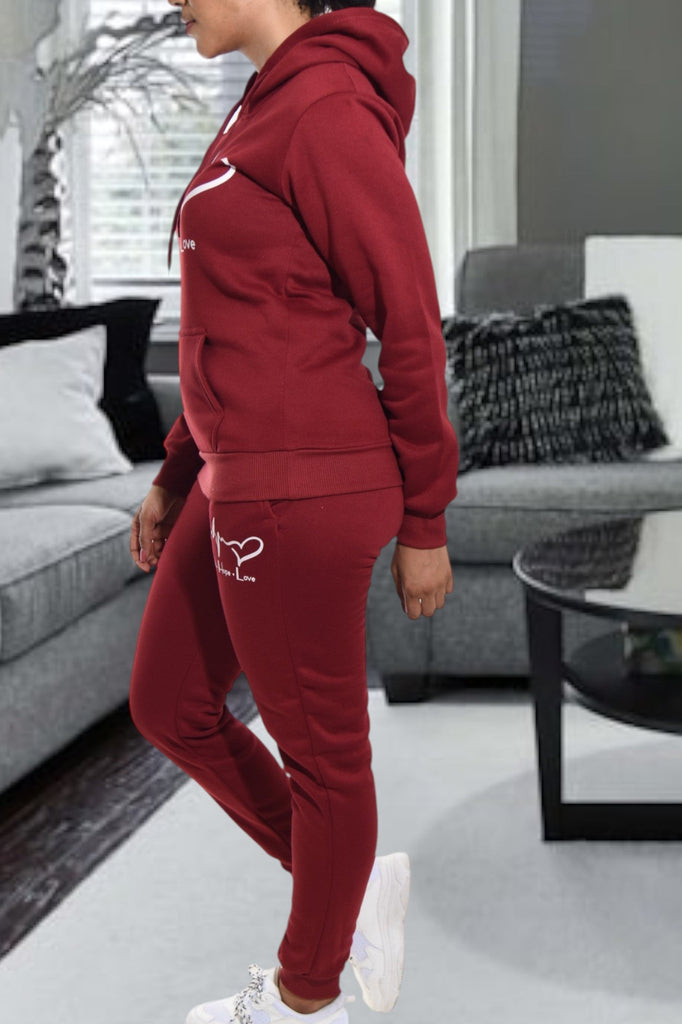 Maroon Love Knit Tracksuit - StylePhase SA