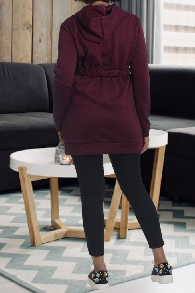 Maroon Patterned Hoody Dress - StylePhase SA