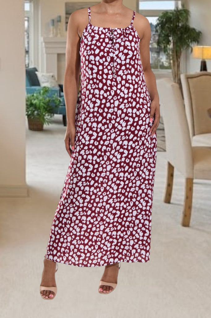 Maroon Printed Strappy Maxi Dress - StylePhase SA