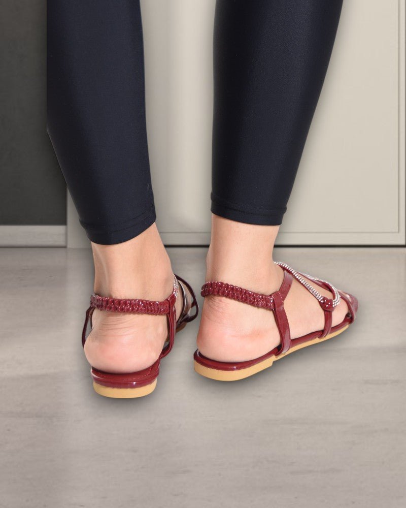 Maroon Sandal with Glitter - StylePhase SA