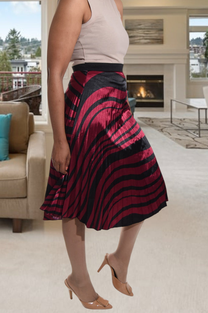 Maroon Satin Patterned Skirt - StylePhase SA