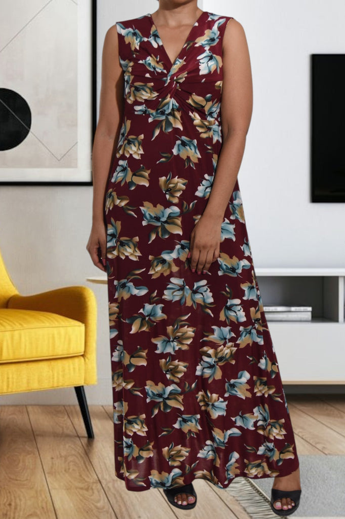 Maroon Sleeveless Maxi Dress - StylePhase SA