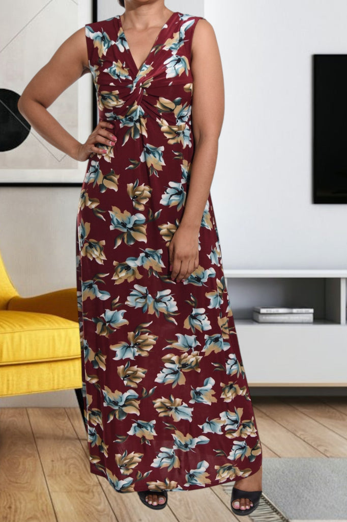 Maroon Sleeveless Maxi Dress - StylePhase SA