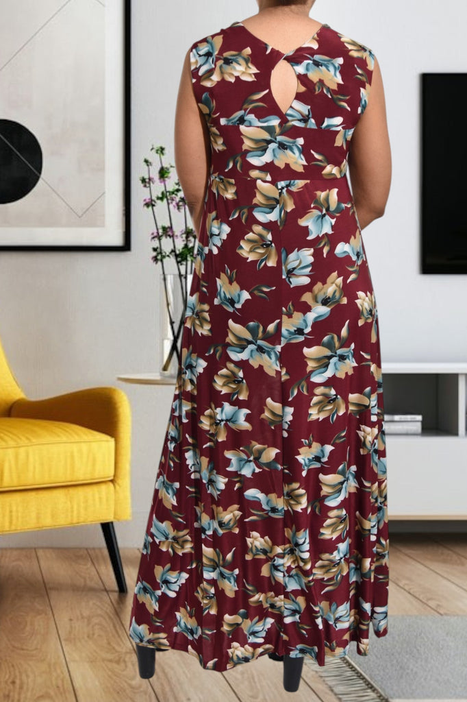 Maroon Sleeveless Maxi Dress - StylePhase SA