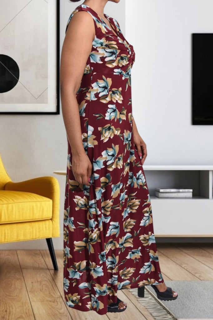 Maroon Sleeveless Maxi Dress - StylePhase SA