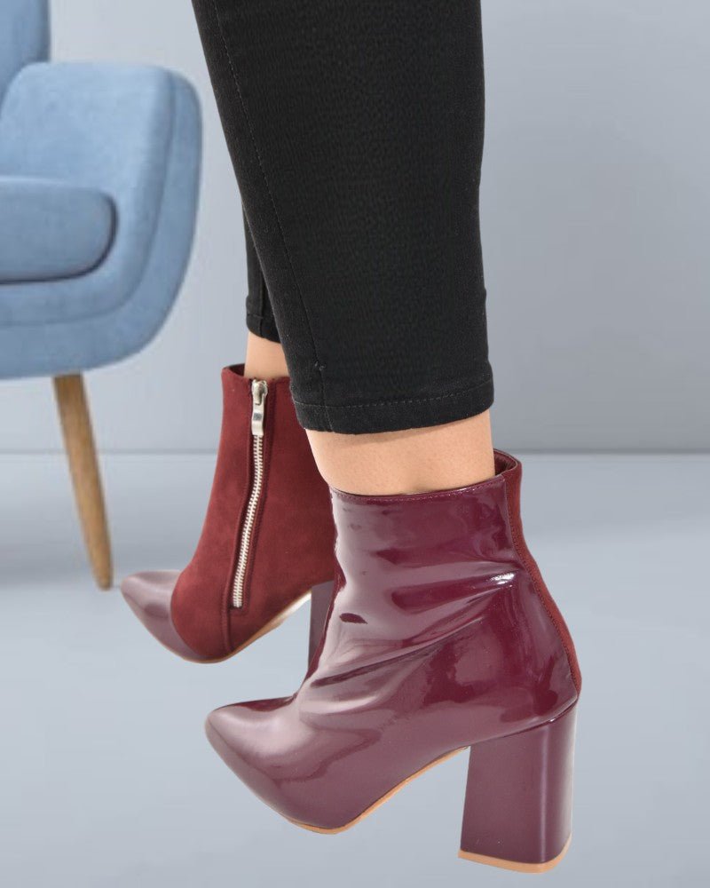 Maroon Two Tone Boots - StylePhase SA