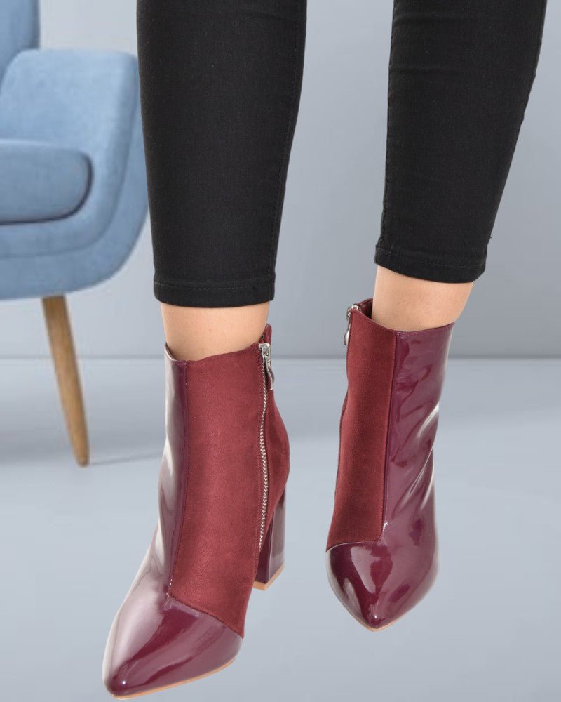 Maroon Two Tone Boots - StylePhase SA