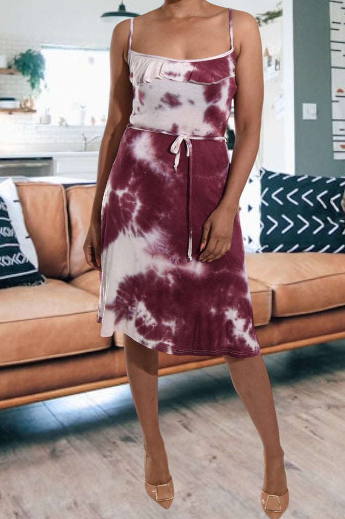 Maroon Tye Dye Strappy Dress - StylePhase SA