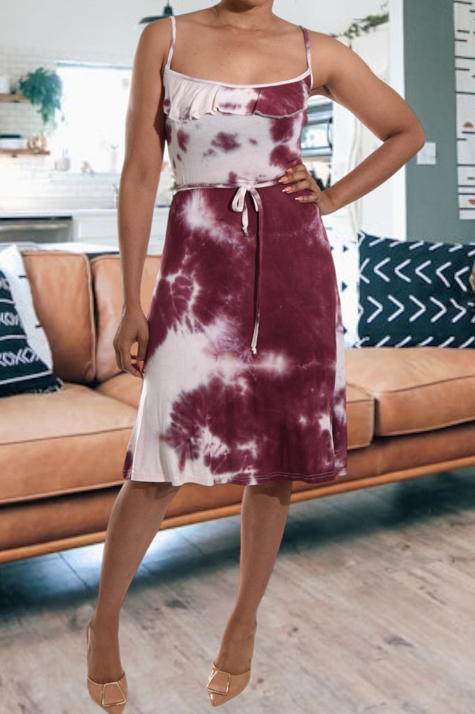 Maroon Tye Dye Strappy Dress - StylePhase SA