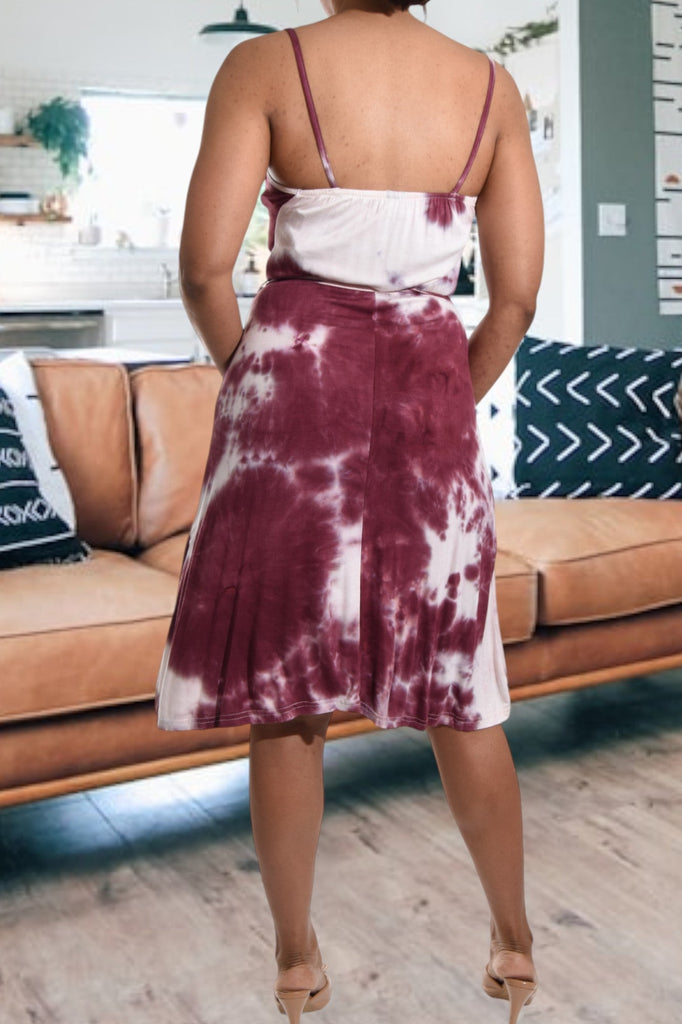 Maroon Tye Dye Strappy Dress - StylePhase SA