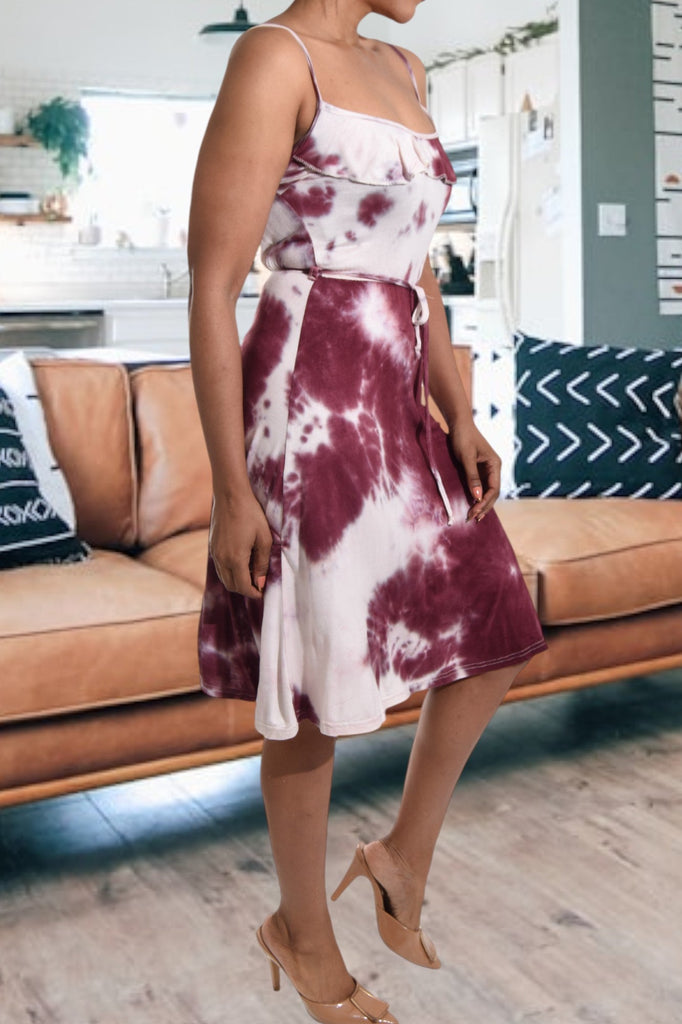 Maroon Tye Dye Strappy Dress - StylePhase SA