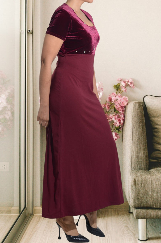 Maroon Velour Dress - StylePhase SA