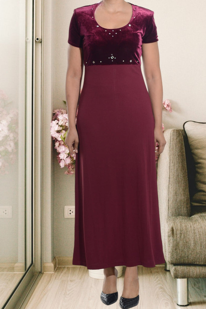 Maroon Velour Dress - StylePhase SA