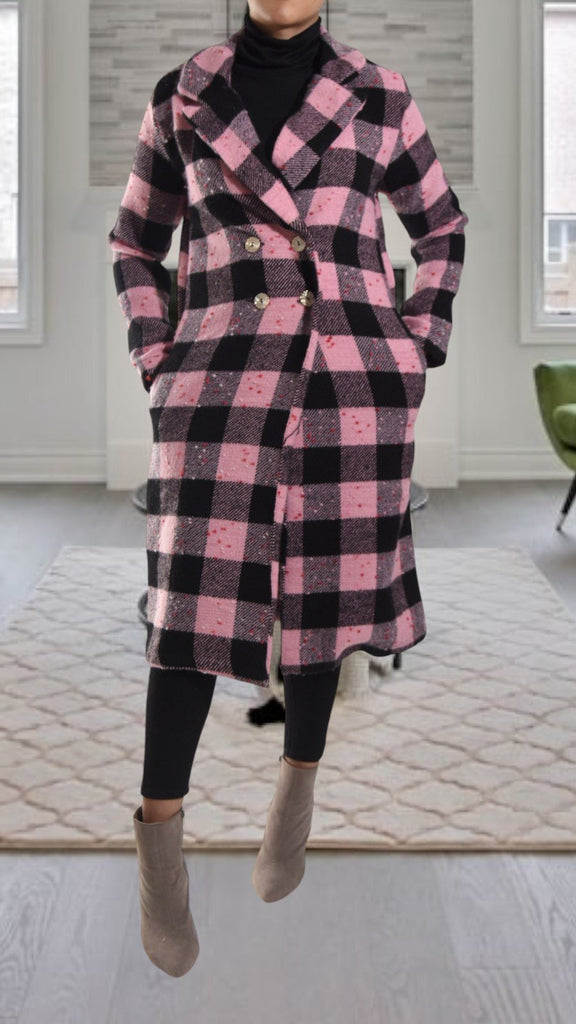 Melton Heavy Weight Black And Pink Coat - StylePhase SA