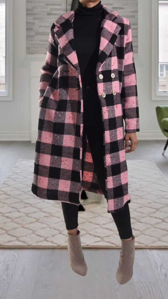Melton Heavy Weight Black And Pink Coat - StylePhase SA