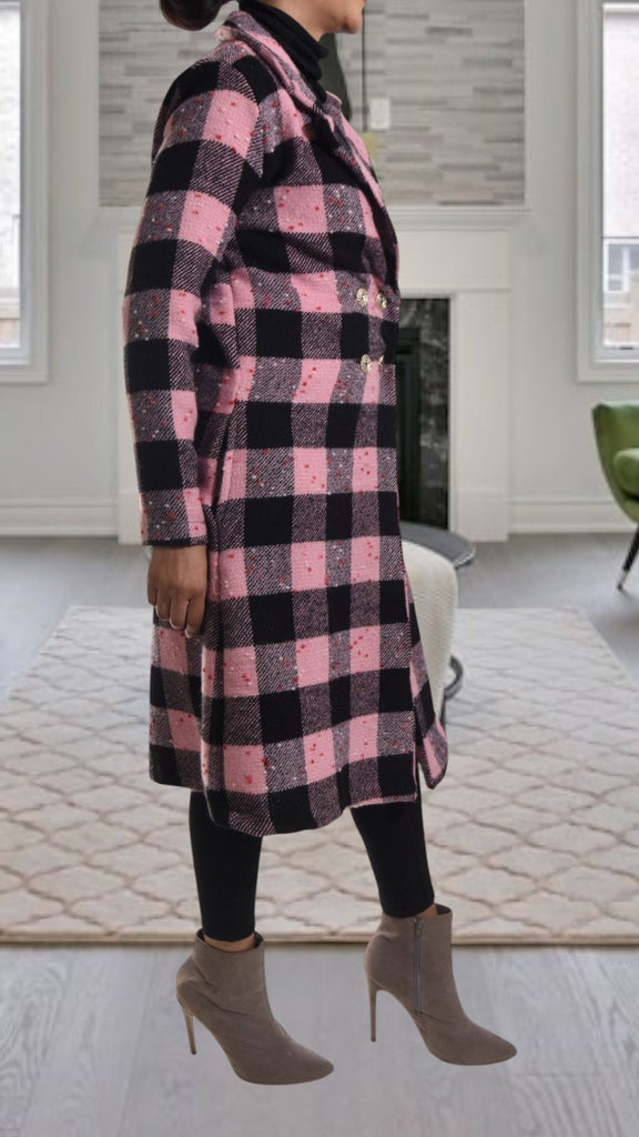 Melton Heavy Weight Black And Pink Coat - StylePhase SA