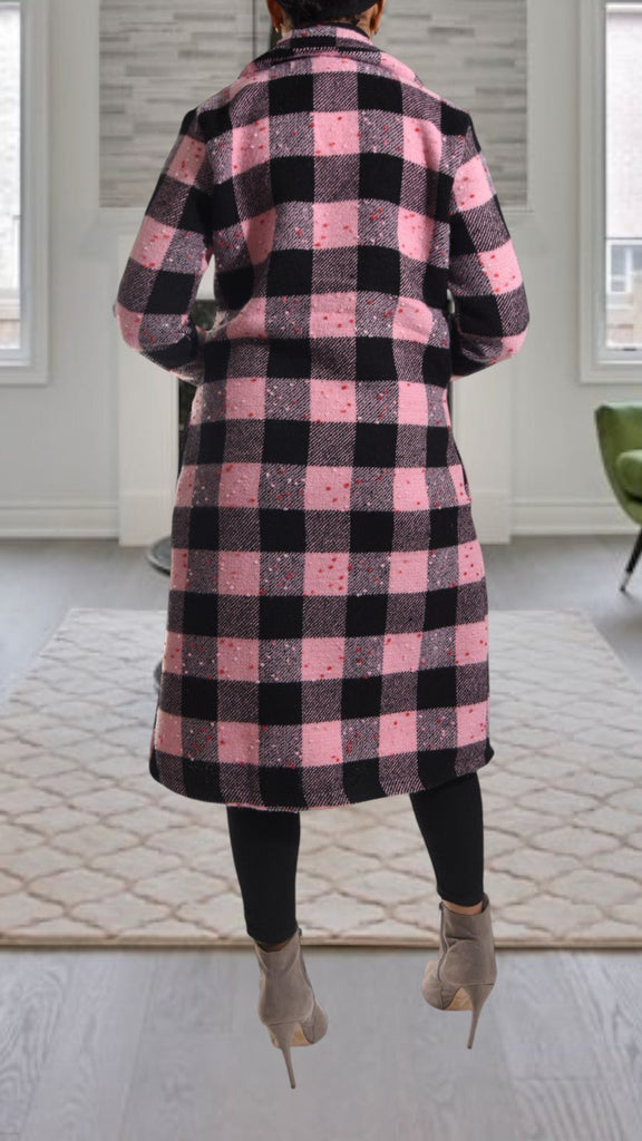 Melton Heavy Weight Black And Pink Coat - StylePhase SA