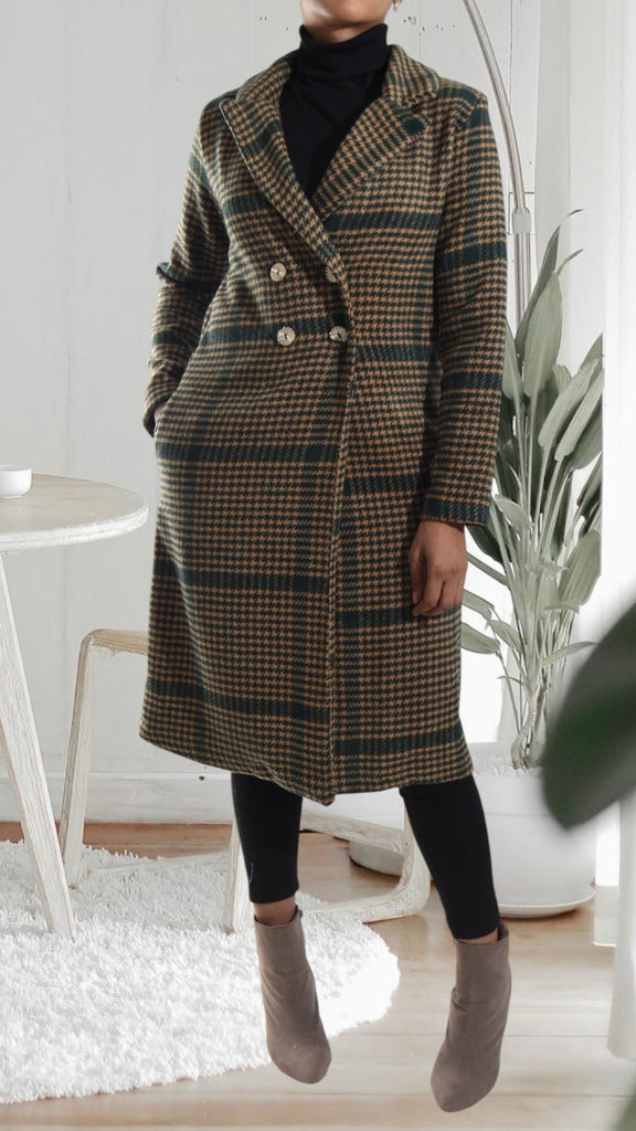 Melton Heavy Weight Green And Brown Coat - StylePhase SA