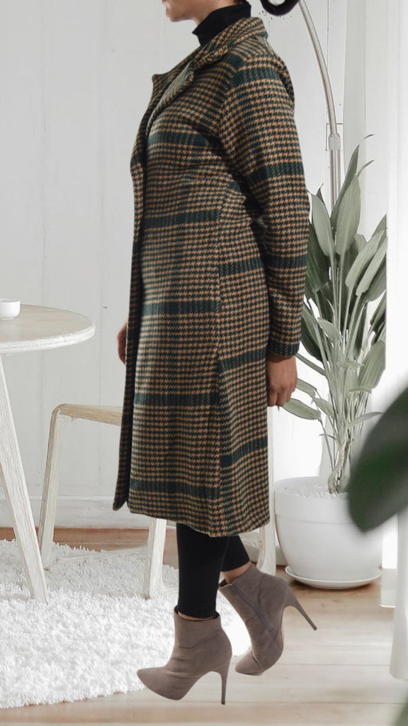 Melton Heavy Weight Green And Brown Coat - StylePhase SA