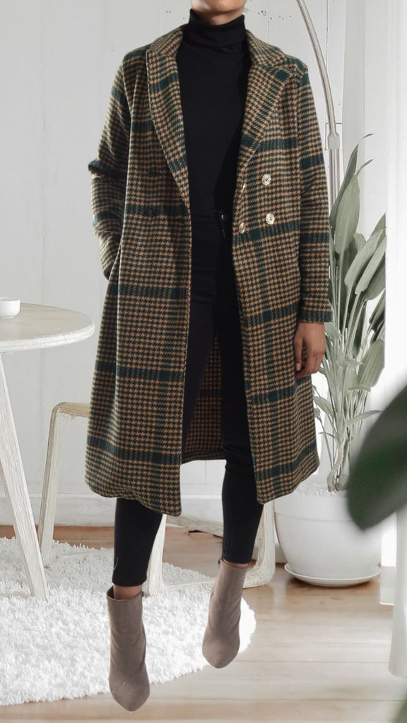 Melton Heavy Weight Green And Brown Coat - StylePhase SA