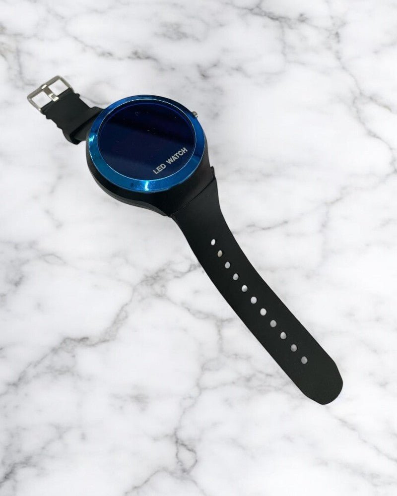 Men Black & Blue Led Strap Watch - StylePhase SA