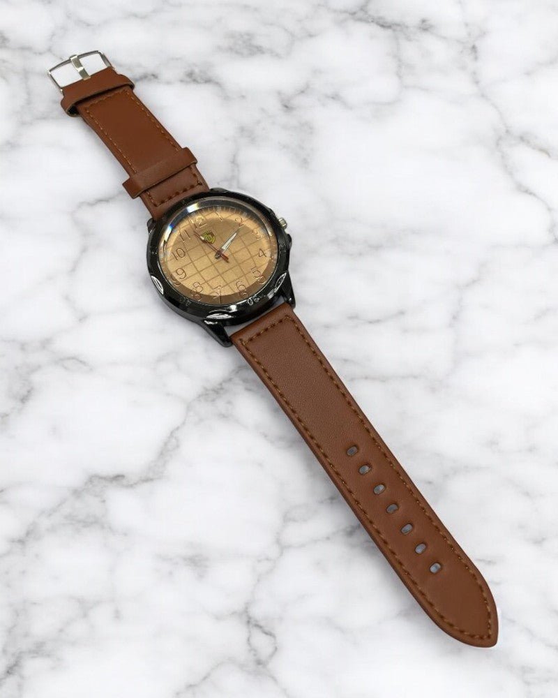 Men Brown & Black Leather Strap Watch - StylePhase SA