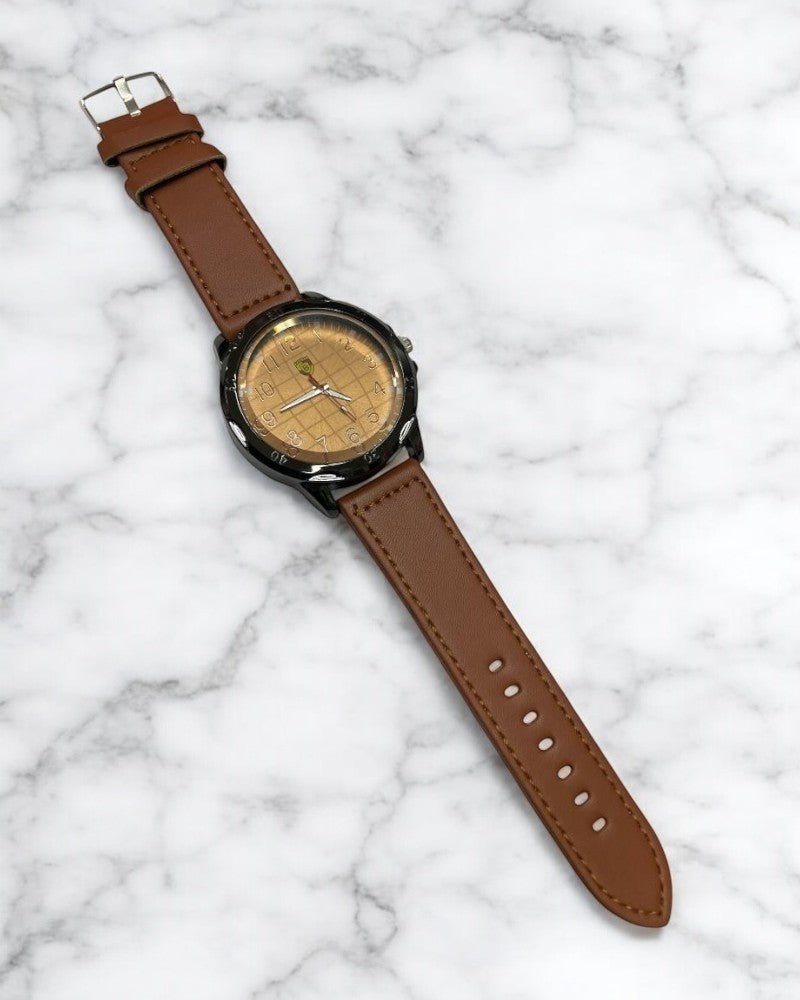 Men Brown Leather Strap Watch - StylePhase SA